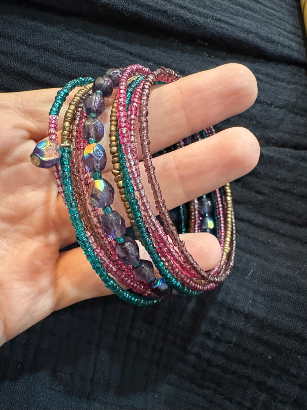 Multi-Color Beaded Coil Bracelet - Women Jewelry